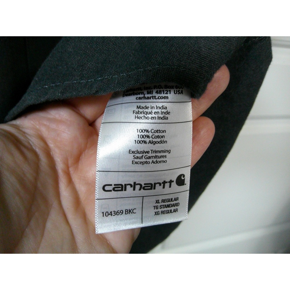 Carhartt Button Down Shirt Mens XL Black Loose‎ Fit Short Sleeve 104369 BKC Work - Picture 8 of 13